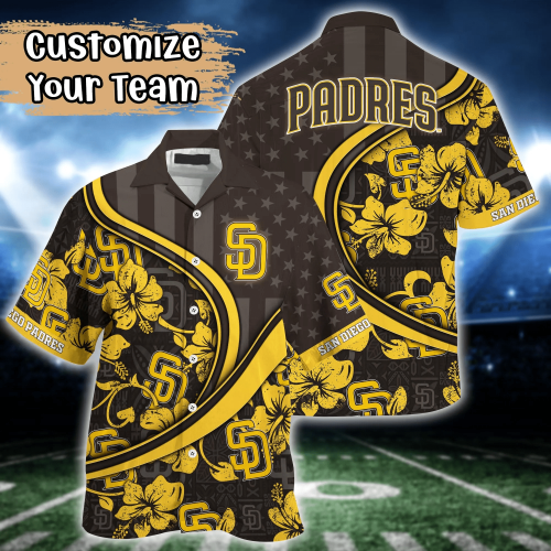 San Diego Padres US Flag Flower Hawaii Shirt & Tshirt: Custom Summer Football Gear for Fans