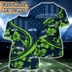 Seattle Seahawks NFL US Flag Flower Hawaii Shirt And Tshirt For Fans, Custom Summer Football Shirts Gift