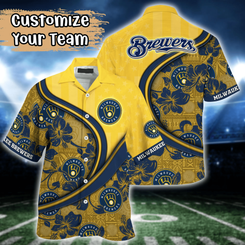 Milwaukee Brewers MLB US Flag Hawaiian Shirt & Tshirt: Custom Summer Football Fans Gift