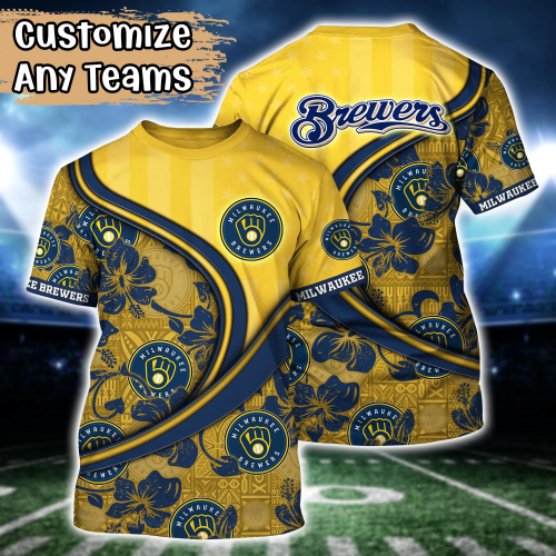 Milwaukee Brewers MLB US Flag Hawaiian Shirt & Tshirt: Custom Summer Football Fans Gift