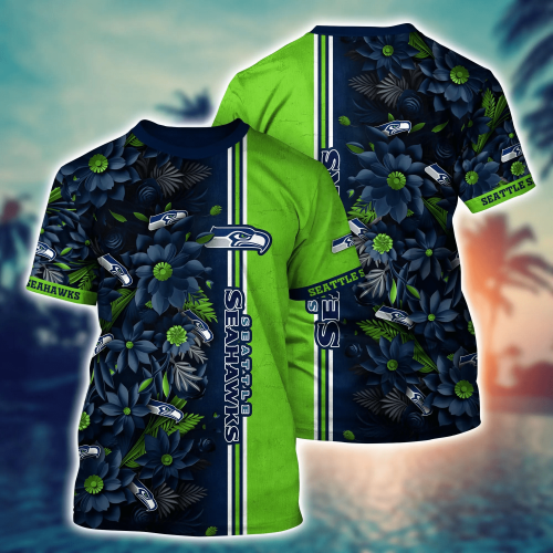 Seattle Seahawks NFL Flower Hawaii Shirt And Tshirt For Fans, Custom Summer Football Shirts Gift
