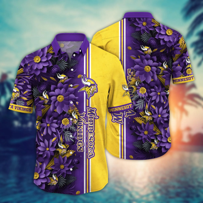 Minnesota Vikings NFL Flower Hawaii Shirt And Tshirt For Fans, Custom Summer Football Shirts Gift