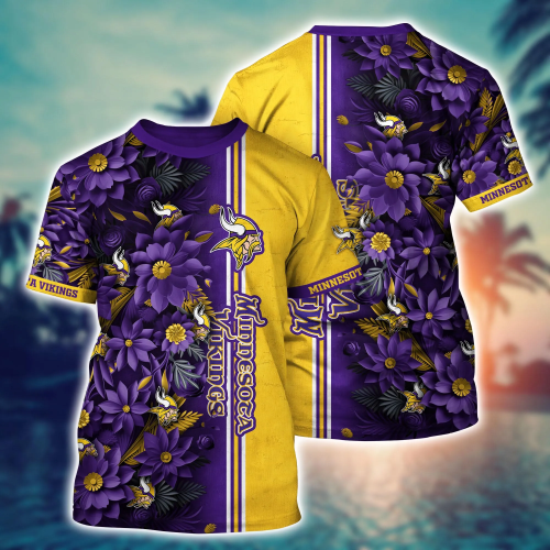 Minnesota Vikings NFL Flower Hawaii Shirt And Tshirt For Fans, Custom Summer Football Shirts Gift