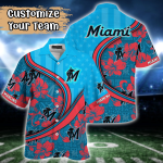 Official Miami Marlins US Flag Flower Hawaii Shirt & Tshirt – Perfect Summer Football Gift for Fans