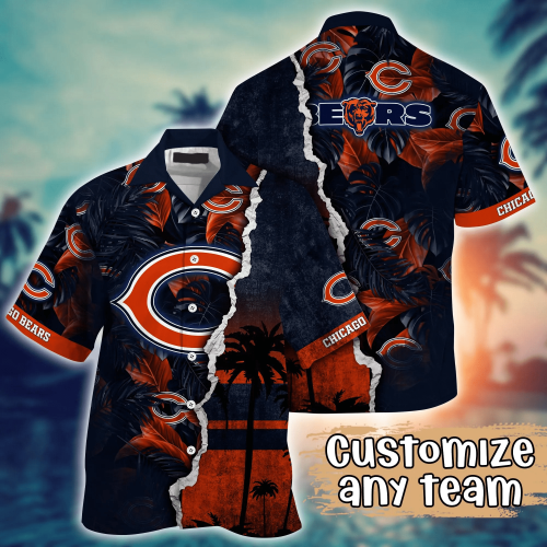 Chicago Bears NFL Flower Hawaii Shirt And Tshirt For Fans, Custom Summer Football Shirts Gift