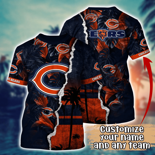 Chicago Bears NFL Flower Hawaii Shirt And Tshirt For Fans, Custom Summer Football Shirts Gift