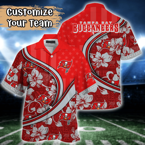 Tampa Bay Buccaneers NFL US Flag Flower Hawaii Shirt And Tshirt For Fans, Custom Summer Football Shirts Gift