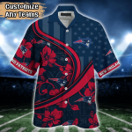 New England Patriots NFL US Flag Flower Hawaii Shirt And Tshirt For Fans, Custom Summer Football Shirts Gift