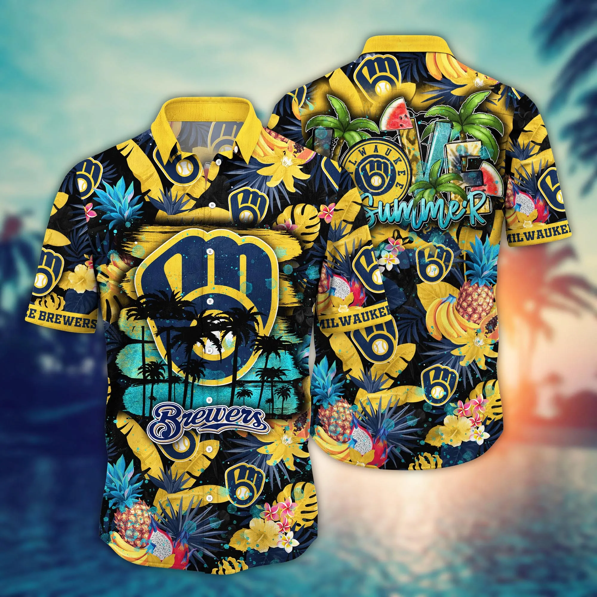 Milwaukee Brewers MLB Flower Hawaii Shirt & Tshirt: Perfect Summer Football Gift for Fans Milwaukee Brewers MLB Flower Hawaii Shirt & Tshirt: Perfect Summer Football Gift for Fans