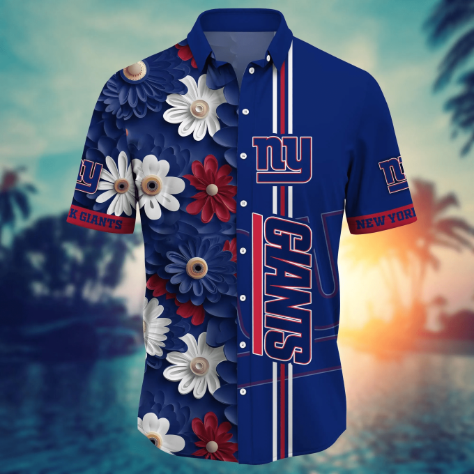 New York Giants NFL Flower Hawaii Shirt And Tshirt For Fans, Summer Football Shirts Gift