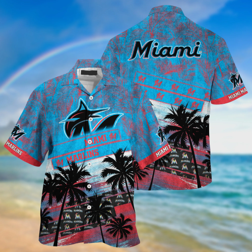 Miami Marlins MLB Palm Tree Pattern Hawaii Shirt - Unisex Sport Fan Gift