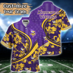 Minnesota Vikings NFL US Flag Flower Hawaii Shirt And Tshirt For Fans, Custom Summer Football Shirts Gift