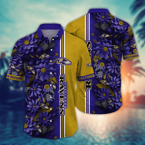 Baltimore Ravens NFL Flower Hawaii Shirt And Tshirt For Fans, Custom Summer Football Shirts Gift