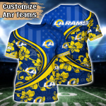 Los Angeles Rams NFL US Flag Flower Hawaii Shirt And Tshirt For Fans, Custom Summer Football Shirts Gift