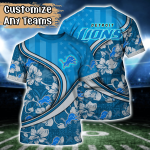 Detroit Lions NFL US Flag Flower Hawaii Shirt And Tshirt For Fans, Custom Summer Football Shirts Gift