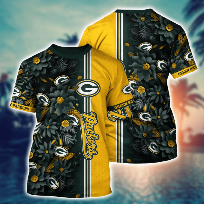 Green Bay Packers NFL Flower Hawaii Shirt And Tshirt For Fans, Custom Summer Football Shirts Gift