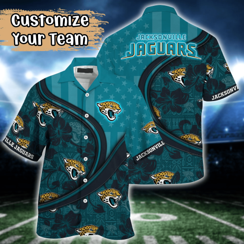 Jacksonville Jaguars NFL US Flag Flower Hawaii Shirt And Tshirt For Fans, Custom Summer Football Shirts Gift