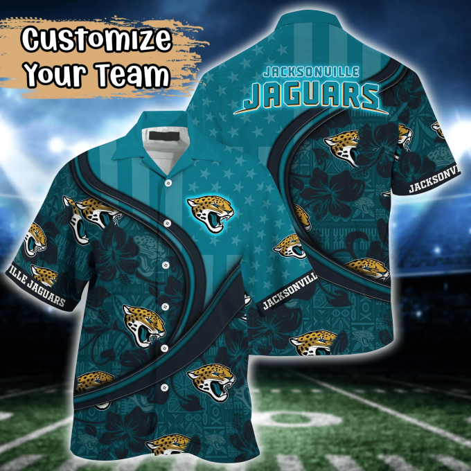 Jacksonville Jaguars NFL US Flag Flower Hawaii Shirt And Tshirt For Fans, Custom Summer Football Shirts Gift