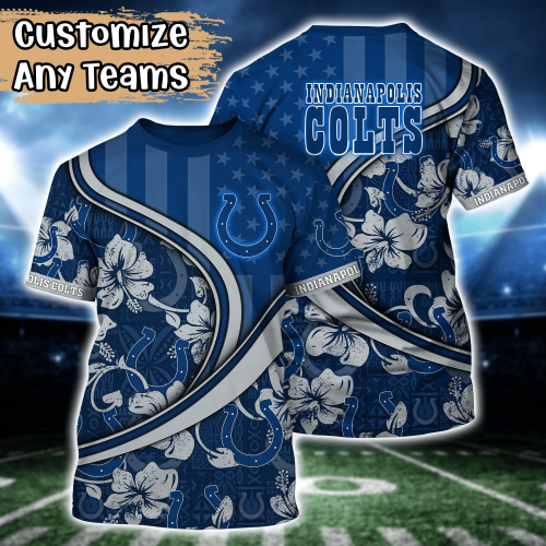 Indianapolis Colts NFL US Flag Flower Hawaii Shirt And Tshirt For Fans, Custom Summer Football Shirts Gift