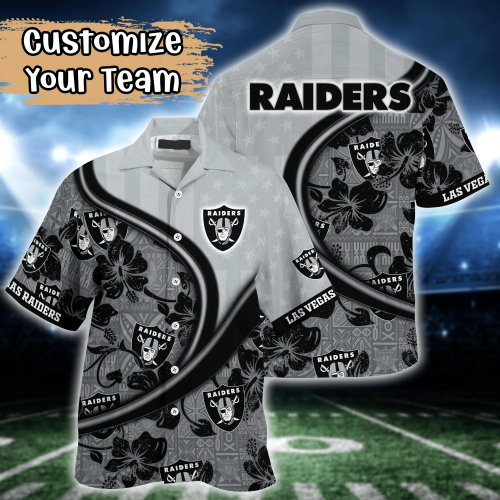 Las Vegas Raiders NFL US Flag Flower Hawaii Shirt And Tshirt For Fans, Custom Summer Football Shirts Gift