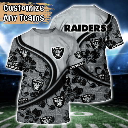 Las Vegas Raiders NFL US Flag Flower Hawaii Shirt And Tshirt For Fans, Custom Summer Football Shirts Gift