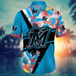 Miami Marlins MLB Flower Hawaii Shirt & Tshirt: Summer Football Fan Gift Miami Marlins MLB Flower Hawaii Shirt & Tshirt: Summer Football Fan Gift