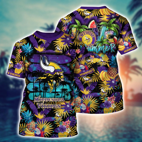 Minnesota Vikings NFL Flower Hawaii Shirt And Tshirt For Fans, Summer Football Shirts Gift