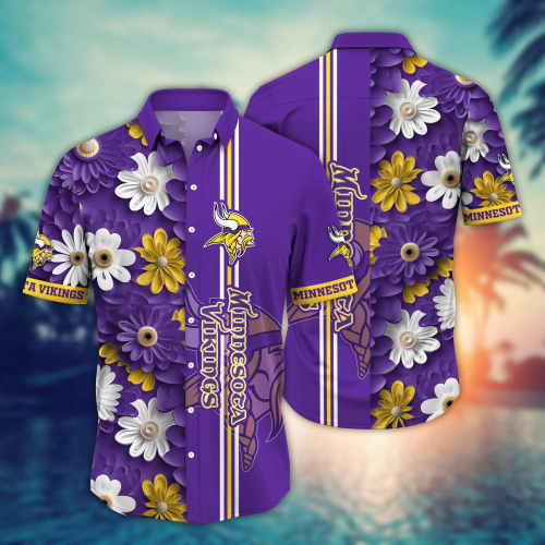 Minnesota Vikings NFL Flower Hawaii Shirt And Tshirt For Fans, Summer Football Shirts Gift