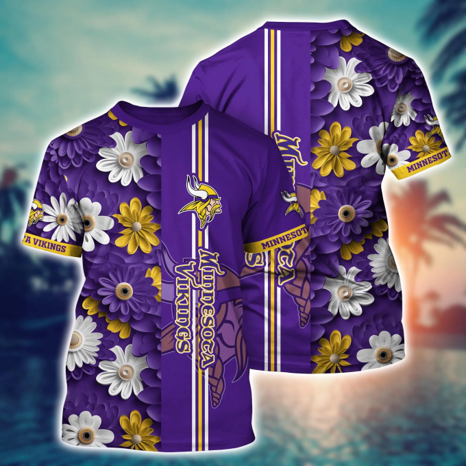 Minnesota Vikings NFL Flower Hawaii Shirt And Tshirt For Fans, Summer Football Shirts Gift