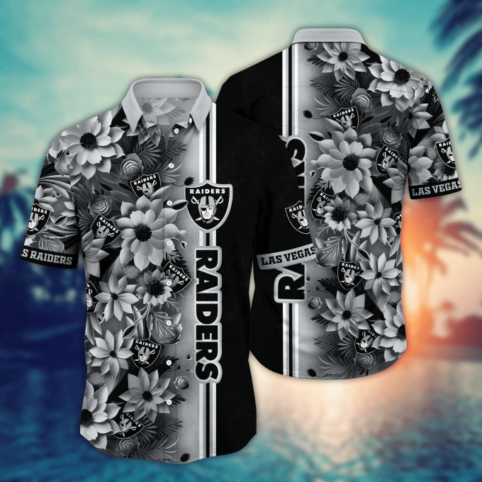 Las Vegas Raiders NFL Flower Hawaii Shirt And Tshirt For Fans, Custom Summer Football Shirts Gift