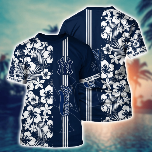 New York Yankees MLB Flower Hawaii Shirt & T-shirt Set – Summer Football Fan Gift