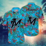 Miami Marlins MLB Flower Hawaii Shirt & T-shirt: Perfect Summer Football Shirts Gift for Fans