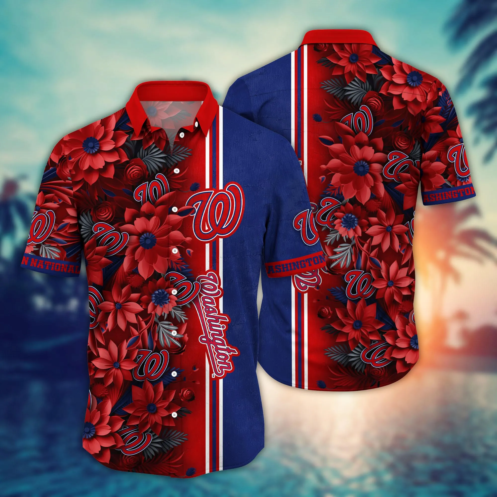 Washington Nationals MLB Flower Hawaii Shirt & Tshirt: Custom Summer Football Fan Gift Washington Nationals MLB Flower Hawaii Shirt & Tshirt: Custom Summer Football Fan Gift