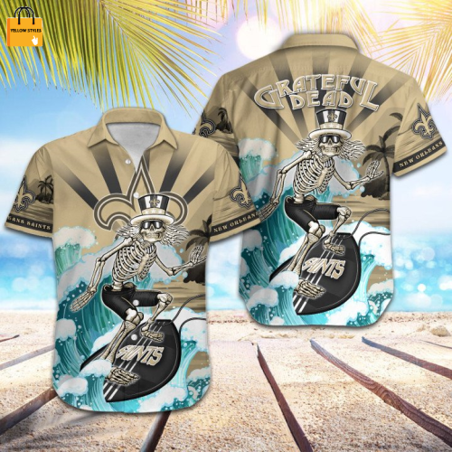 NFL New Orleans Saints Grateful Dead Earth Brown Hawaiian Shirt