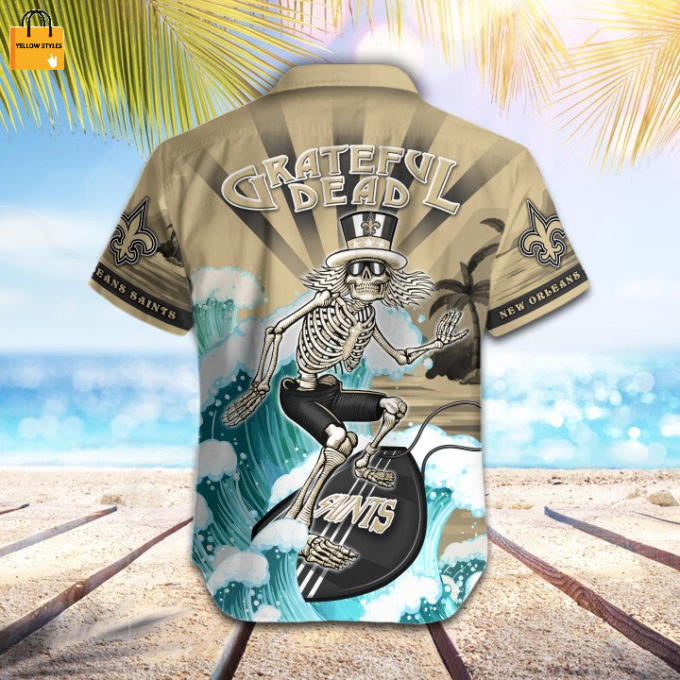 NFL New Orleans Saints Grateful Dead Earth Brown Hawaiian Shirt