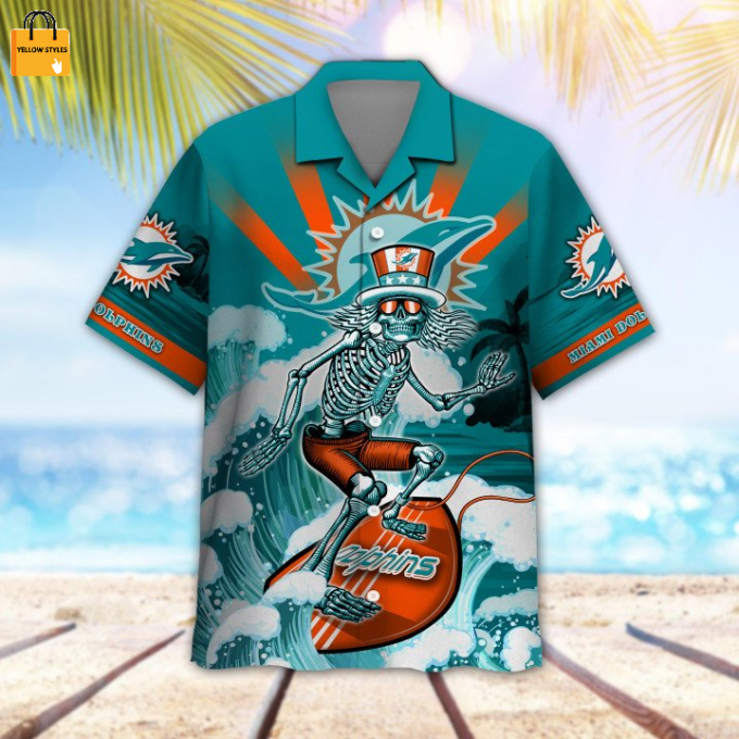 NFL Miami Dolphins Grateful Dead Blue Hawaiian Shirt