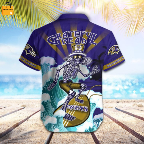 NFL Baltimore Ravens Grateful Dead Violet Hawaiian Shirt