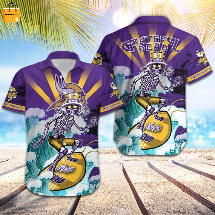 NFL Minnesota Vikings Grateful Dead Violet Hawaiian Shirt NFL Minnesota Vikings Grateful Dead Violet Hawaiian Shirt
