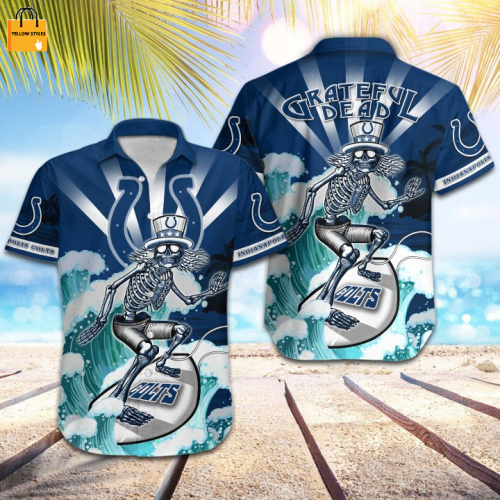 NFL Indianapolis Colts Grateful Dead Navy Hawaiian Shirt