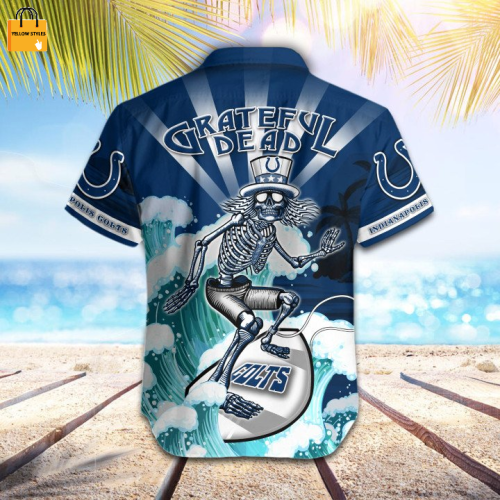 NFL Indianapolis Colts Grateful Dead Navy Hawaiian Shirt