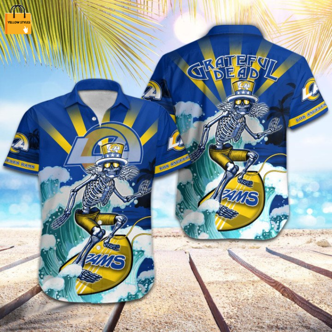NFL Los Angeles Rams Grateful Dead Navy Hawaiian Shirt