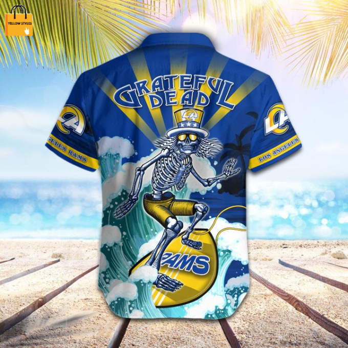 NFL Los Angeles Rams Grateful Dead Navy Hawaiian Shirt