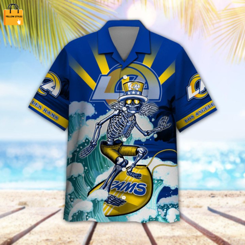 NFL Los Angeles Rams Grateful Dead Navy Hawaiian Shirt