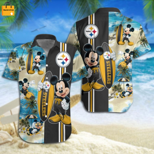 Pittsburgh Steelers Mickey Mouse Hawaiian Shirt Beach Short