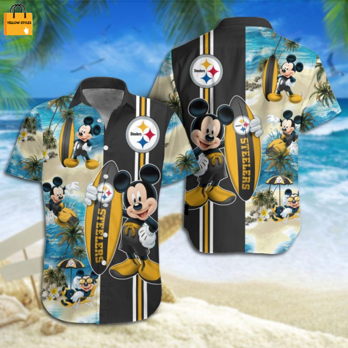 Pittsburgh Steelers Mickey Mouse Hawaiian Shirt Beach Short