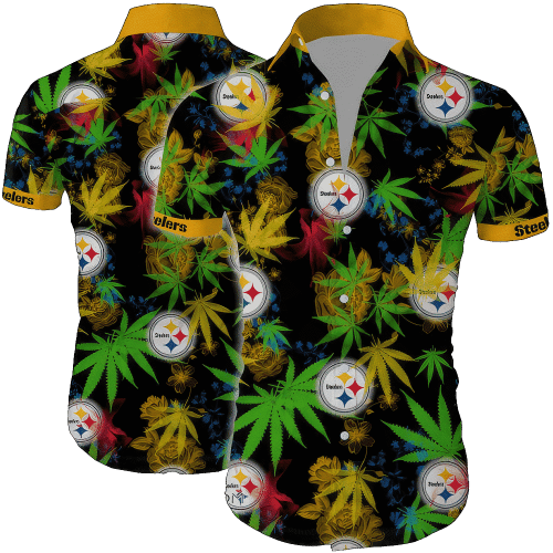Pittsburgh Steelers Cannabis Beach Shirt Hawaiian Shirt Gift For Fans PS