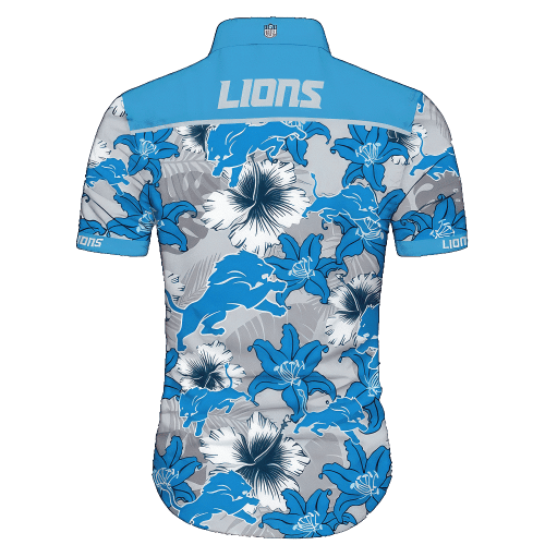 Detroit Lions Beach Shirt Hawaiian Shirt Tropical Flower Pattern Short Sleeve NFL 2467