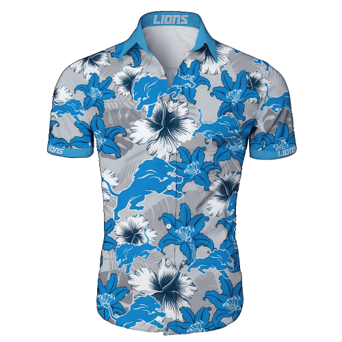 Detroit Lions Beach Shirt Hawaiian Shirt Tropical Flower Pattern Short Sleeve NFL 2467