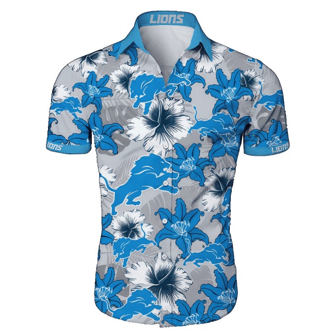 Detroit Lions Beach Shirt Hawaiian Shirt Tropical Flower Pattern Short Sleeve NFL 2467