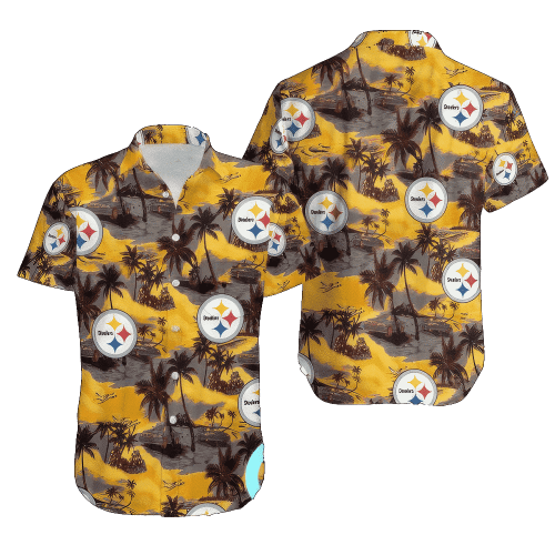 Pittsburgh Steelers Coconut Tree All Over Print Hawaiian Shirt Beach Shirt NFL